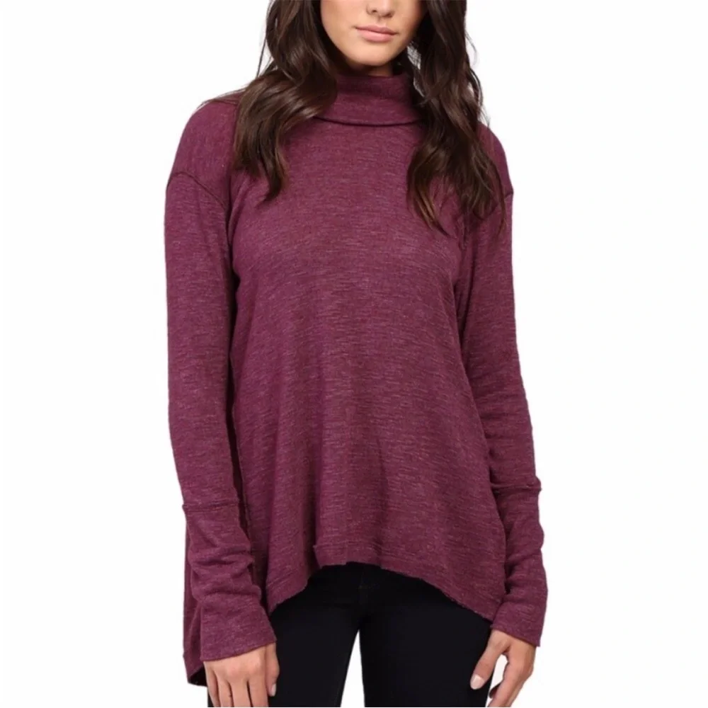 Free People Open Back Knit Turtleneck Plum Sz. M